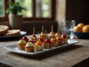 Canapés de Cogumelos Recheados com Queijo e Ervas